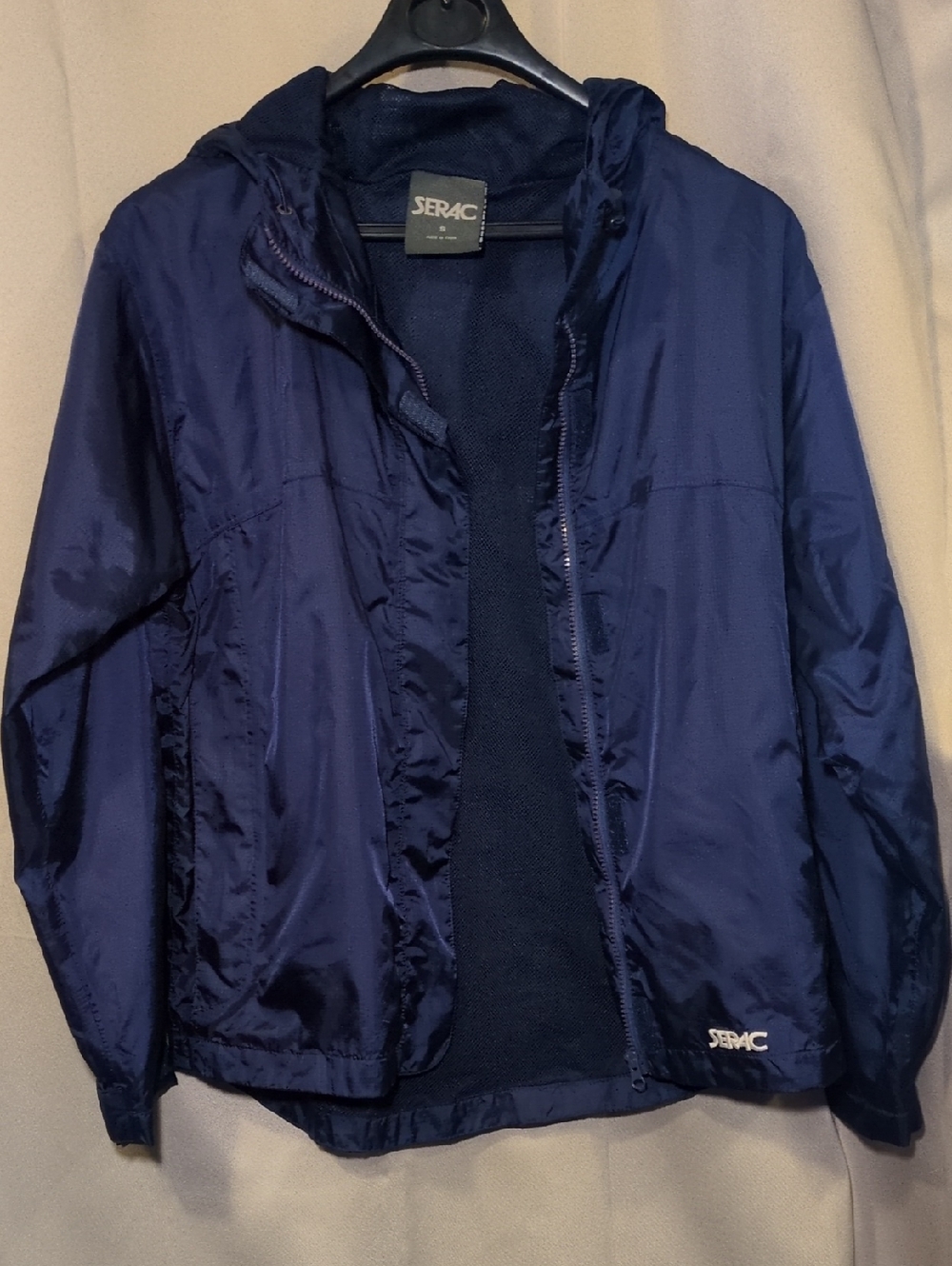 MINT Vintage SERAC Navy Lightweight Hooded Windbreaker Jacket